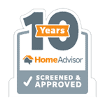 home advisor 10 years screened and approved badge.