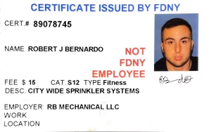 Fdny Plumbing Certificate New York County New York