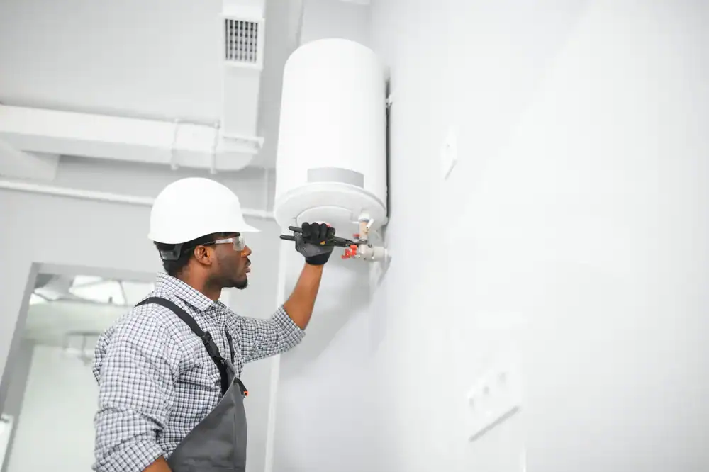 Technician Repairing Water Heater New York County New York